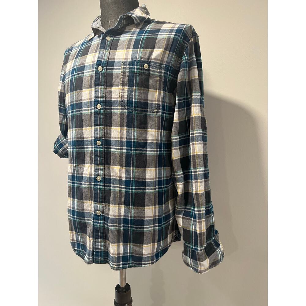 Urban Pipeline 100% Cotton Button Down Plaid Casual Shirt Blue Gray Large JL - Picture 3 of 12